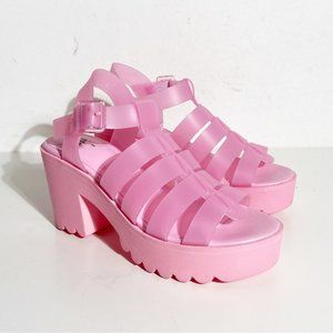 bp Jelly Platform Sandals in Pink Size 5 Chunky Barbiecore Summer Shoes